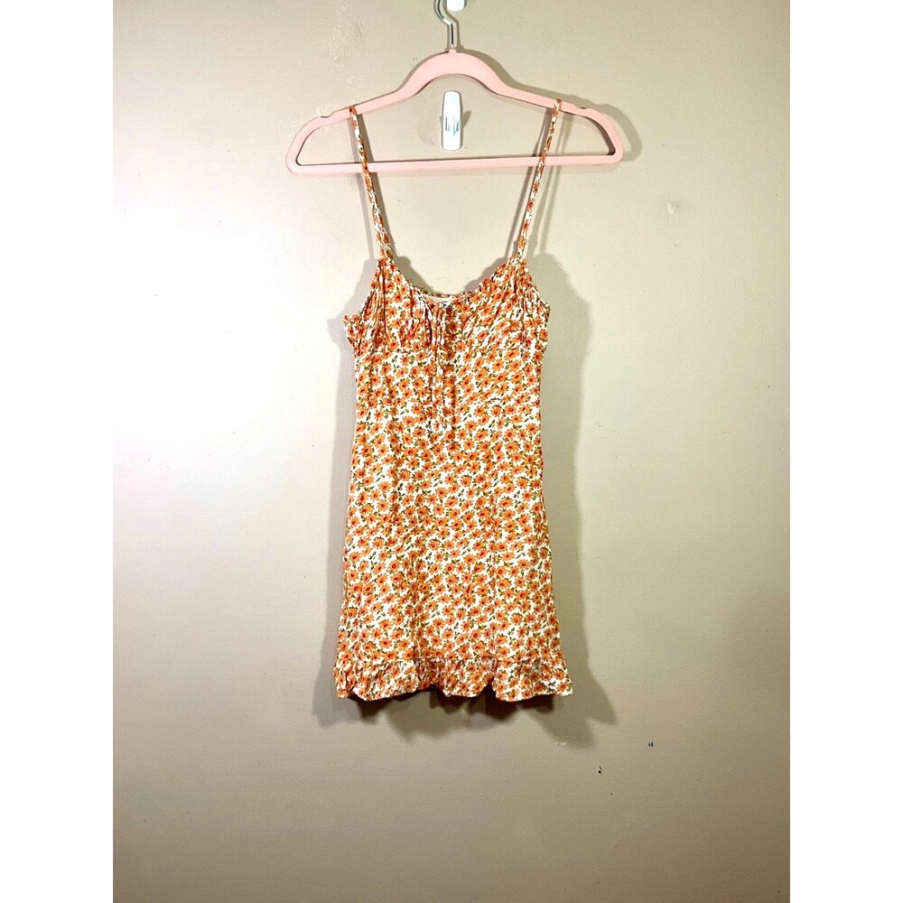 Princess Polly Floral Mini Slip Dress US Size 2 Orange Cottage Festival Fairy